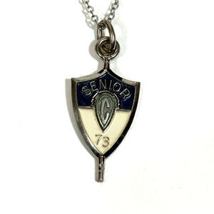 Vintage 1973 Jostens Pendant Necklace Charm C High School Sterling Silver Chain